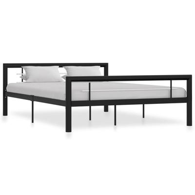 Bedframe metaal zwart en wit 120x200 cm Bedframe metaal zwart en wit 120x200 cm