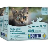 Bozita vlees & vis multipack natvoer kat 2 trays (24 x 85 g) - thumbnail