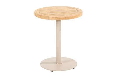 4SO Volta koffie tafel 45 cm rond hoog 55 cm teak blad latte frame