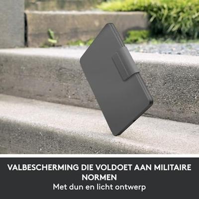 Logitech Rugged Folio Keyboard Case voor iPad (10e generatie en A16) met Smart Connector en duurzaam, morsbestendig toetsenbord, US International QWERTY indeling - Grijs