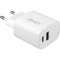 LINDY 20W USB Typ A & C Charger USB-oplader 20 W 1x USB-A, 1x USB-C Wit Binnen - thumbnail