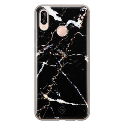 Huawei P20 Lite siliconen hoesje - Marmer zwart
