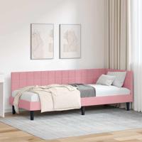 Hoekbedframe met hoofdeinde Roze 80 x 200 cm Fluweel - thumbnail