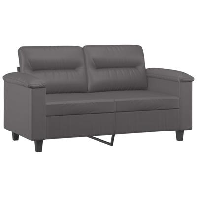 2-delige Loungeset met kussens kunstleer grijs - thumbnail