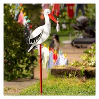 Goki houten decorstok ooievaar met babydoek xl, 100cm - thumbnail