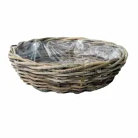 Bloempot Schaal Rotan Antique Grey D41H12 cm Van der Leeden - Van der leeden - thumbnail