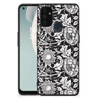 OnePlus Nord N100 Bloemen Hoesje Black Flowers - thumbnail