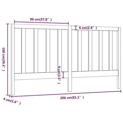 Hoofdbord 206x4x100 cm massief grenenhout - thumbnail