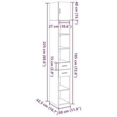 Opbergkast smal 30x42,5x225 cm bewerkt hout sonoma eikenkleurig