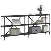 Wandtafel 180x30x75 cm bewerkt hout en ijzer zwart - thumbnail