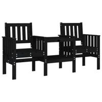 Tuinbank met tafel 2-zits massief grenenhout zwart - thumbnail