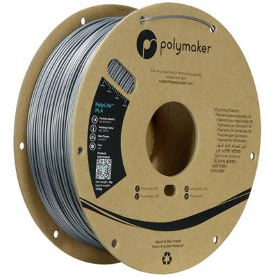 Polymaker PA02065 6938936707103 Filament PLA kunststof Hittebestendig, Hoge treksterkte 1.75 mm 1000 g Staalgrijs PolyLite™ 1 stuk(s)