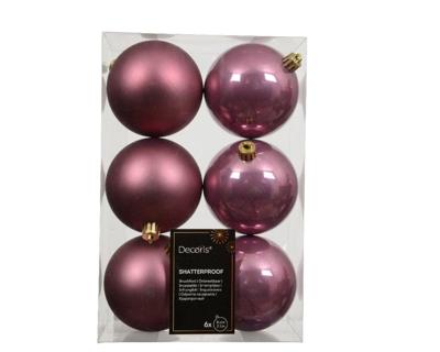 6 onbreekbare kerstballen vintage roze 8 cm 6 onbreekbare kerstballen vintage roze 8 cm