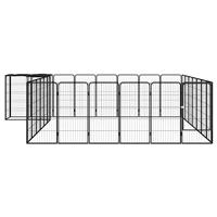 Hondenkennel 30 panelen 50 x 100 cm gepoedercoat staal zwart - thumbnail