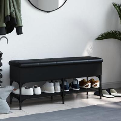 Schoenenbank 102x32x45 cm bewerkt hout zwart