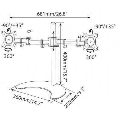 Techly Desk Stand for 2 Monitor 13-27 with Base h.400m ICA-LCD 3410 27 Vrijstaand Zwart Techly Desk Stand for 2 Monitor 13-27 with Base h.400m ICA-LCD 3410 27 Vrijstaand Zwart
