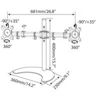 Techly Desk Stand for 2 Monitor 13-27 with Base h.400m ICA-LCD 3410 27 Vrijstaand Zwart - thumbnail