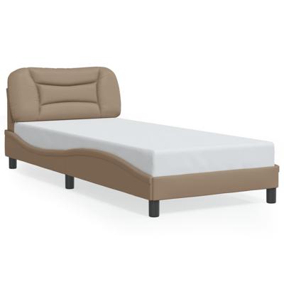Bedframe met hoofdbord kunstleer cappucinnokleurig 80x200 cm