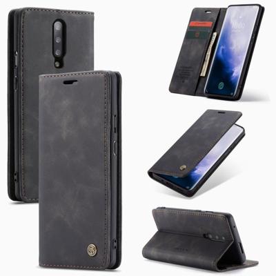 CaseMe-013 multi-functionele retro Frosted horizontale Flip lederen draagtas met kaartsleuf & houder & portemonnee voor OnePlus 7 Pro (zwart)