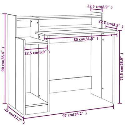 Bureau met LED-verlichting 97x45x90 cm hout bruin eikenkleur - thumbnail
