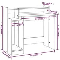 Bureau met LED-verlichting 97x45x90 cm hout bruin eikenkleur - thumbnail