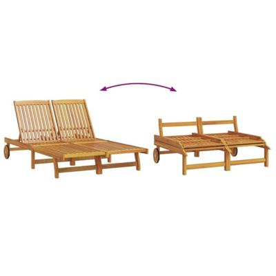 Ligstoel met kussen Bruin 125 x 200 x 84cm Massief acaciahout