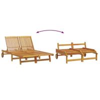 Ligstoel met kussen Bruin 125 x 200 x 84cm Massief acaciahout - thumbnail