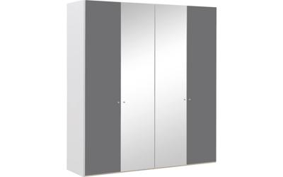 Goossens Kledingkast Easy Storage Ddk, Kledingkast 203 cm breed, 220 cm hoog, 2x glas draaideur en 2x spiegel draaideur midden