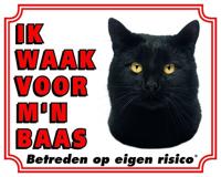 Katten Waakbord - Ik waak voor mijn baas Zwart - thumbnail