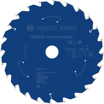 Bosch Accessoires EXPERT Wood cordless Cirkelzaagblad | 160 x 1,5/1 x 20 mm | T24 - 2608902145