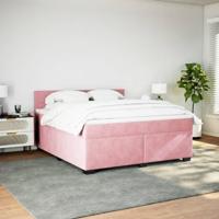 Boxspring met matras fluweel roze 180x200 cm - thumbnail