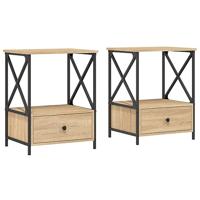 Nachtkastjes 2 st 50x41x65 cm bewerkt hout sonoma eikenkleurig - thumbnail