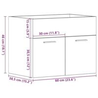 Wastafelkast 60x38,5x46 cm bewerkt hout zwart eikenkleurig - thumbnail