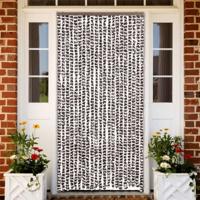 VidaXL Vliegengordijn 90x220 cm chenille bruin en wit - thumbnail