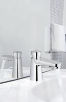GROHE Euroeco Cosmopolitan S waterbesparende wastafelkraan zelfsluitend 44593 blauw/rood chroom 36265000 - thumbnail