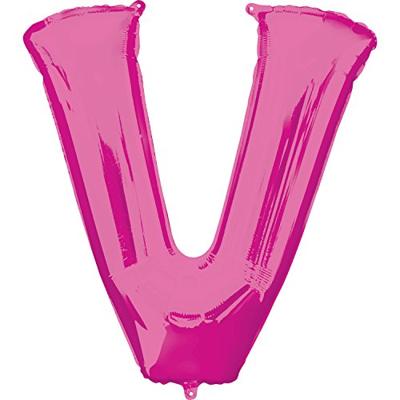 Folieballon Roze Letter &apos;V&apos; Groot