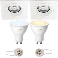 Pragmi Rodos Pro - Inbouw Vierkant - Mat Wit - 93mm - Philips Hue - LED Spot Set GU10 - White Ambiance - Bluetooth - thumbnail