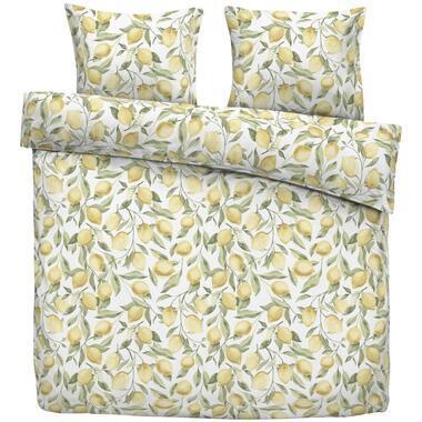 Dekbedovertrek Limone - wit/geel - 200x220 cm - Leen Bakker
