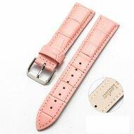 By Qubix - Compatible met Garmin Forerunner 970/570 (47mm) / 255 - Crocodile leren bandje - Roze - Compatible Garmin bandje - Bandbreedte: 22mm