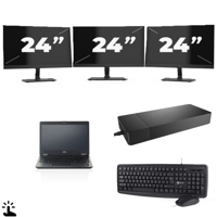 Fujitsu LifeBook U727 - Intel Core i7-7e Generatie - 12 inch - Touch - 16GB RAM - 256GB SSD - Windows 11 + 3x 24 inch Monitor - thumbnail