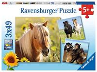 Ravensburger puzzelsset schattige pony's - 3 x 49 stukjes - thumbnail