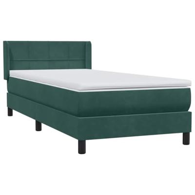 Boxspring met matras fluweel donkergroen 80x220 cm