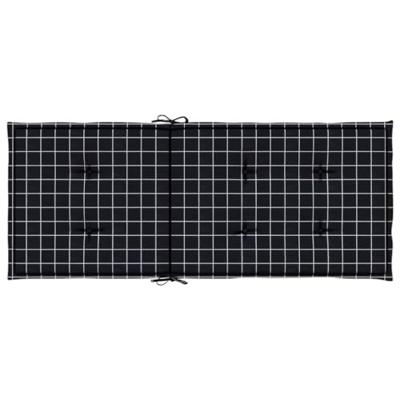 VidaXL Stoelkussens 2 st hoge rug ruitpatroon stof zwart