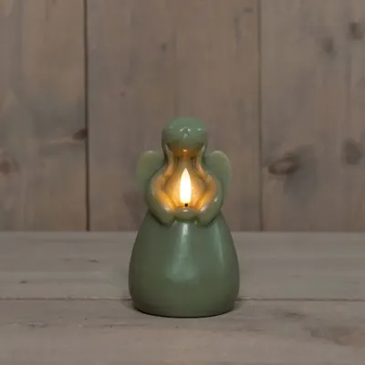 Anna&apos;s Collection LED kaars 3d flame engel 8.5x14.5cm jade groen 1 stuks