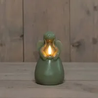 Anna&apos;s Collection LED kaars 3d flame engel 8.5x14.5cm jade groen 1 stuks - thumbnail