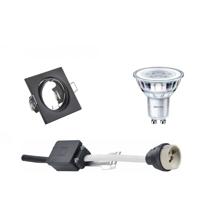 LED Spot Set - GU10 Fitting - Inbouw Vierkant - Mat Zwart - Kantelbaar 80mm - Philips - CorePro 830 36D - 3W - Warm Wit 3000K - Dimbaar - thumbnail
