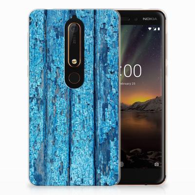 Nokia 6 (2018) Bumper Hoesje Wood Blue Nokia 6 (2018) Bumper Hoesje Wood Blue
