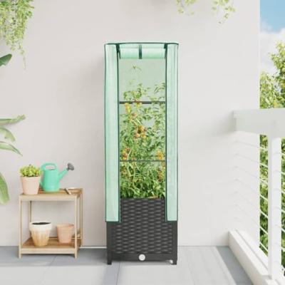 VidaXL Plantenbak verhoogd met kashoes 40x40x139 cm rattanlook
