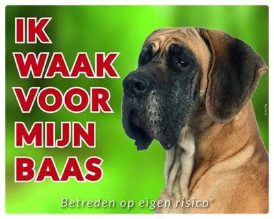 Duitse Dog Waakbord - Ik waak voor mijn baas