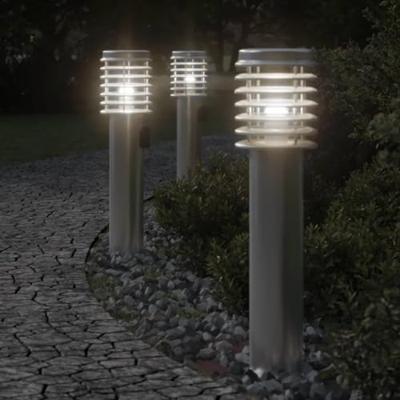 VidaXL Buitenvloerlampen 3 st stopcontact 60 cm roestvrijstaal zilver